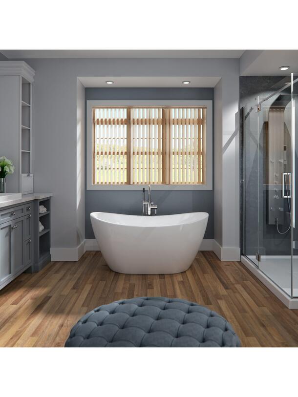 Produits Neptune Florence F1 3260 AFR Acrylic Freestanding Center Drain Bathtub in White