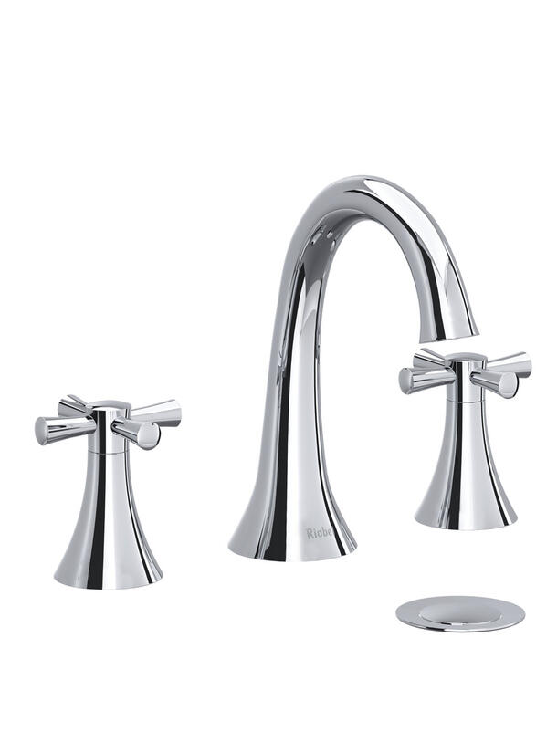 Edge 8 Inch Bathroom Faucet - Chrome with Cross Handles | Model Number: ED08+C-05