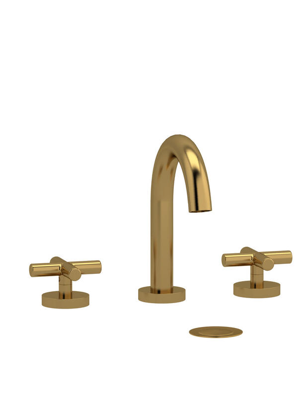 Riu 8 Inch Bathroom Faucet - Brushed Gold with Cross Handles | Model Number: RU08+BG-05