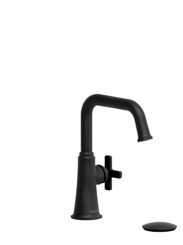 Momenti Single Hole Bathroom Faucet - Black with X-Shaped Handles | Model Number: MMSQS01XBK-05