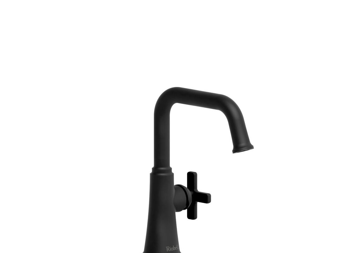 Riobel Momenti Single Hole Bathroom Faucet - Black with X-Shaped Handles MMRDS01XBK-05