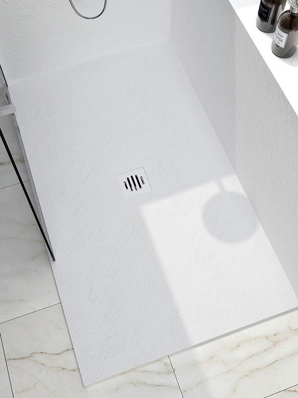 Zitta Shower Base Slate 60 x 32, Custom-Made Tile Flange Installation, In White