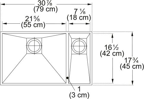 Franke Peak stainless steel undermount double bowl kitchen sink dimensions