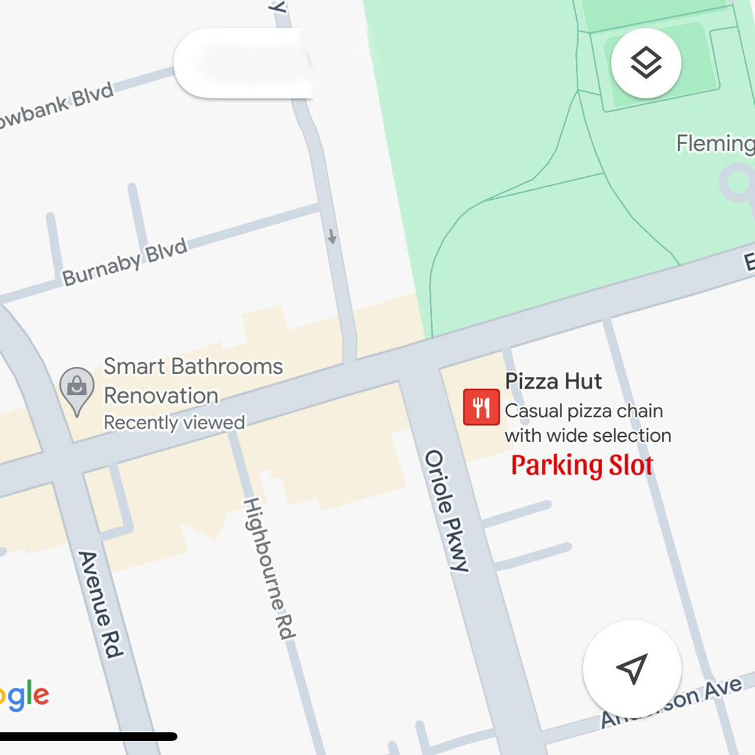 Pizza Hut parking spot map
