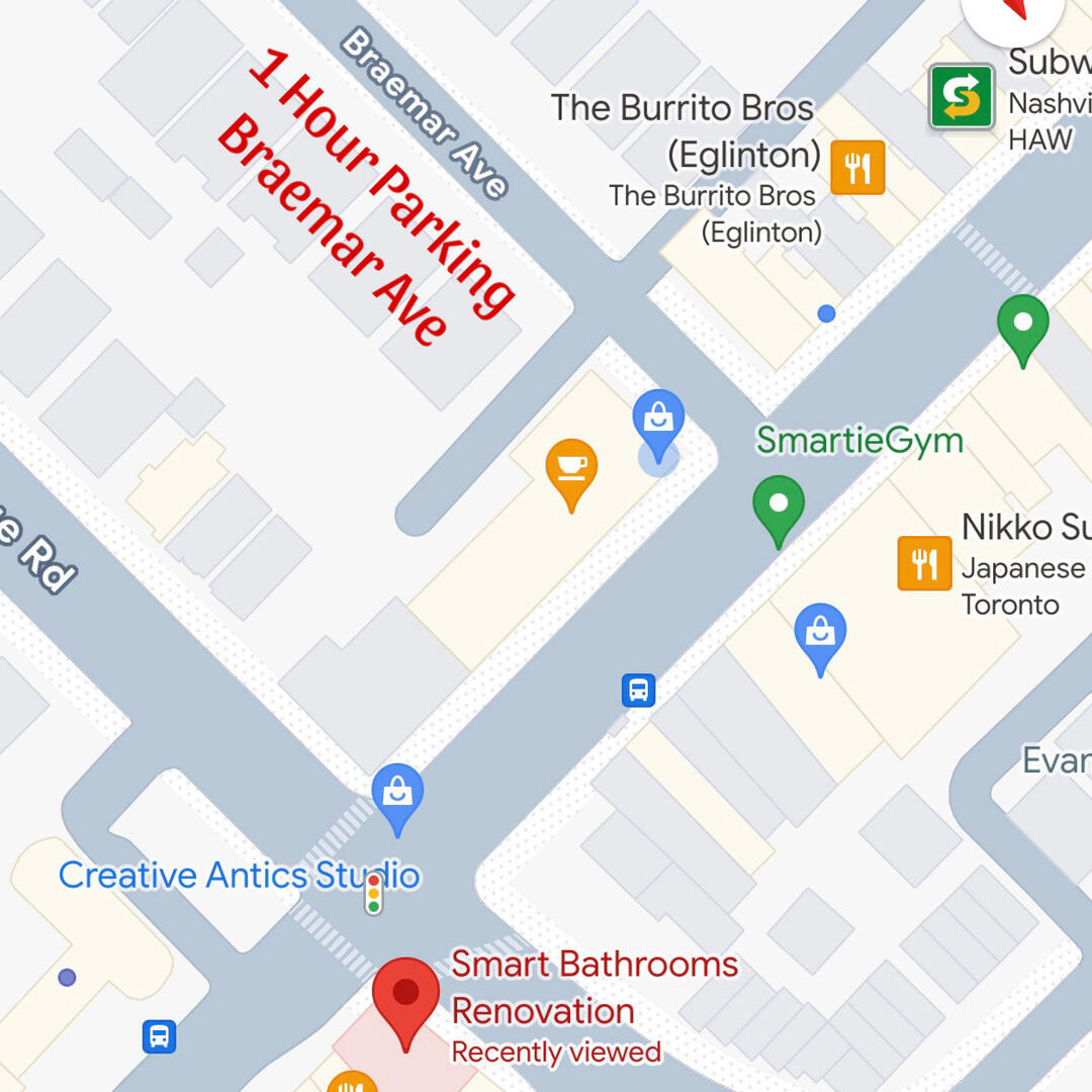 Street parking Braemar Ave map
