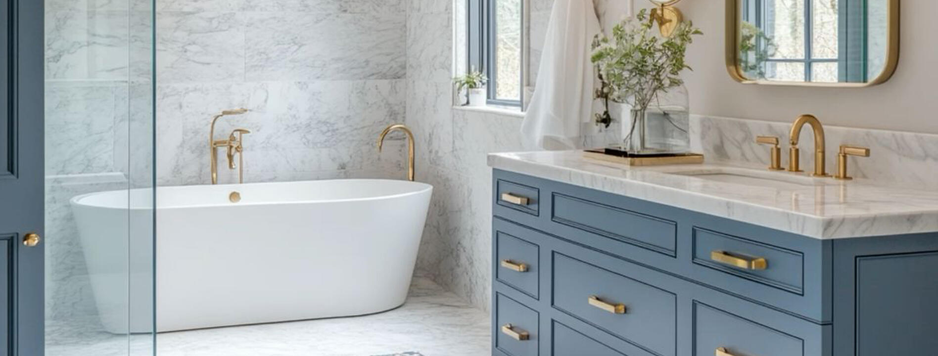 Modern chic bathroom view