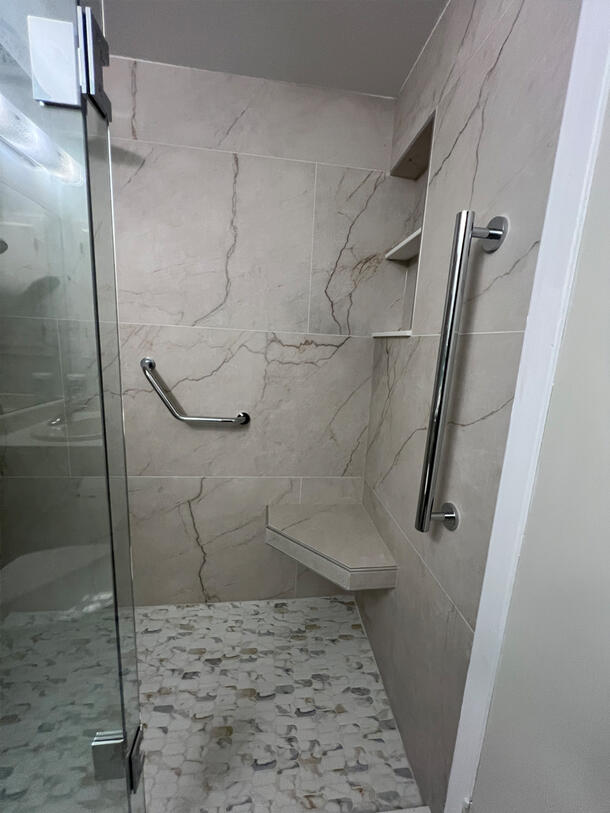Bathtub into shower conversion for a single senior woman