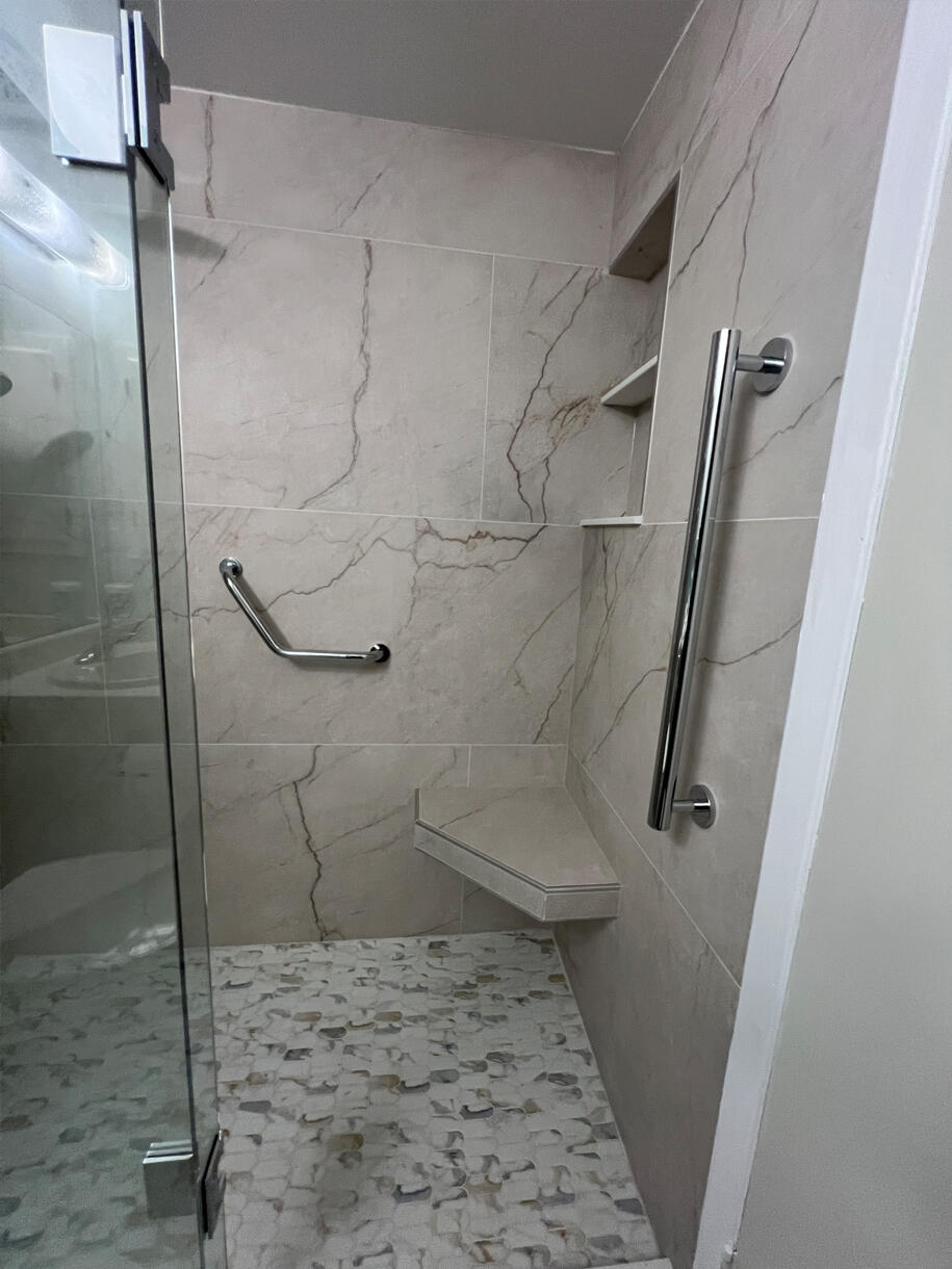 Bathtub into shower conversion for a single senior woman